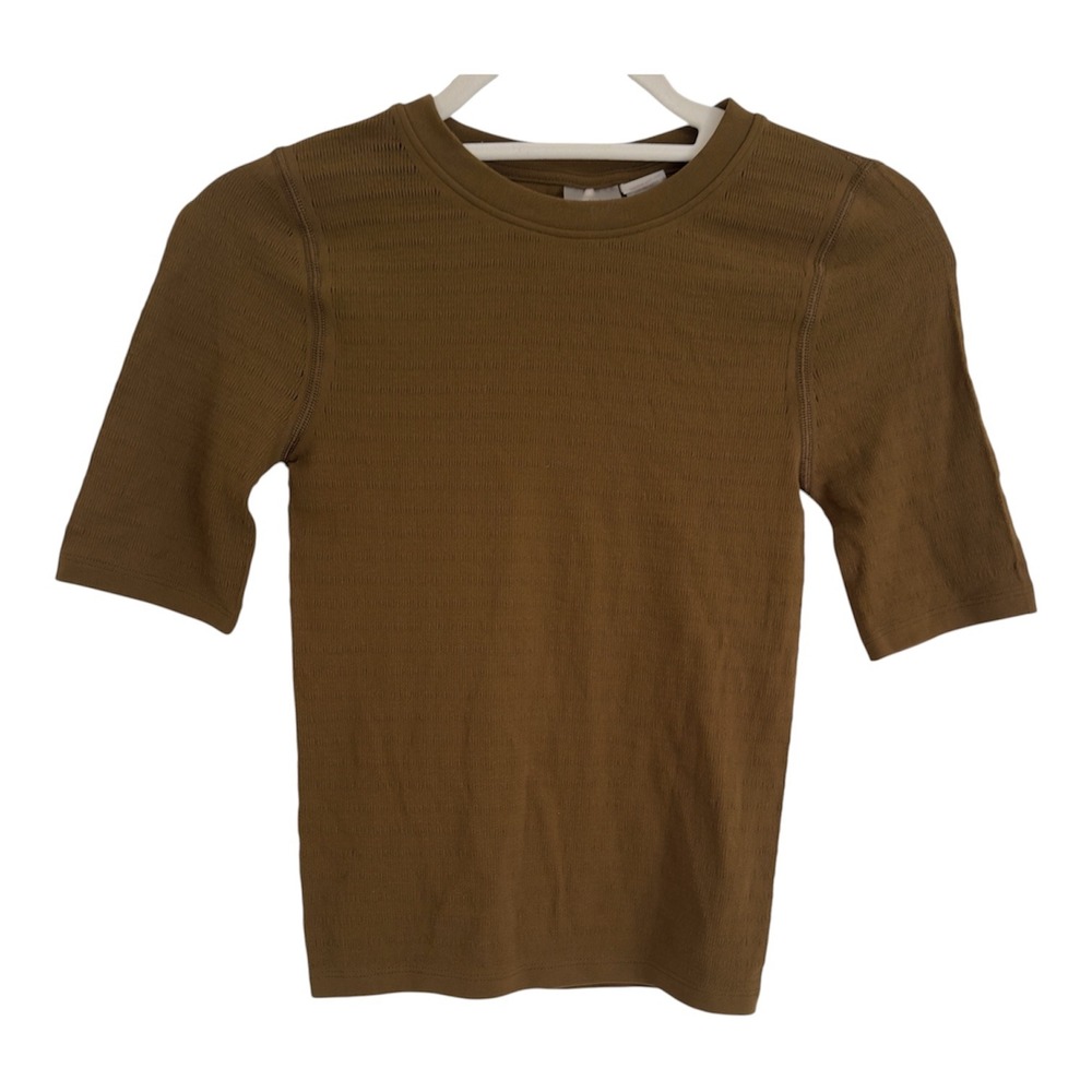 CALIA Focus Seamless Crop Tee Dark Khaki Olive WAX15125 Womens XS New
